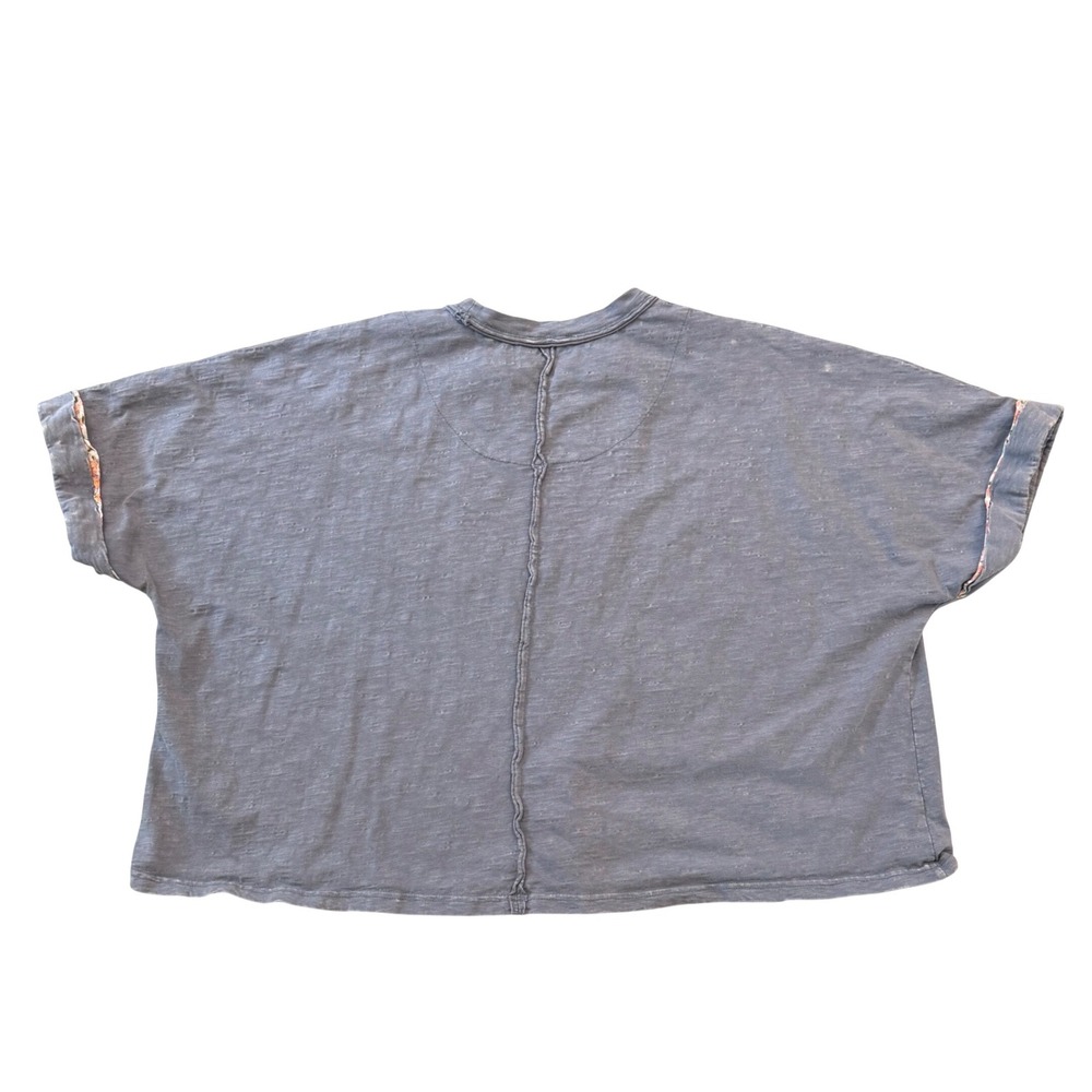Easel Slate Mineral Wash Flower Patch Oversized Slub Cotton Crop Top Boho M - Picture 6 of 8